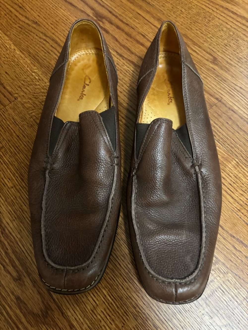 Clarks Brown Leather Slip-On Loafers